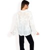 Anna-Kaci Women's Embroidered Sheer Blouse with Scalloped Hem and Button-Up Design- White,One Size Fits Most - 4 of 4
