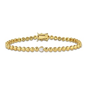 EVERLY JEWELRY | Yellow Plated Sterling Silver 1/4 CT TGW Heart Shape Created White Sapphire Bracelet, 7.5 inc - 1 of 4