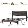 Jojoka Bed Frame with Storage Headboard and Charging Station, Metal Platform Bed with USB Ports & Outlets, No Box Spring,Industrial Design - 2 of 4