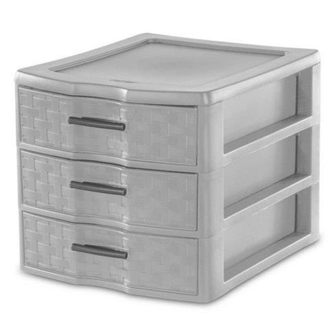 Sterilite 3-Drawer Wide Tower, Cement Weave