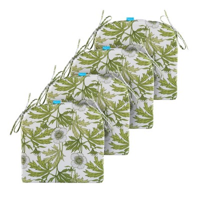 ARTPLAN Outdoor Chair Cushions for Patio Furniture, Waterproof Outdoor Cushions, Round Corner Patio Chair Cushions Set of 4 with Ties,17"x16"x2"