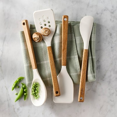 Figmint 4pc Silicone Kitchen Utensil Set Natural Wood — фото 2