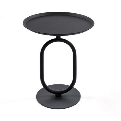 NicBex Lantern-Shaped Metal End Tables Living Room, Retro Tray Side Table with Weighted Base, Small Side Table, Round End Table, Small Coffee Table