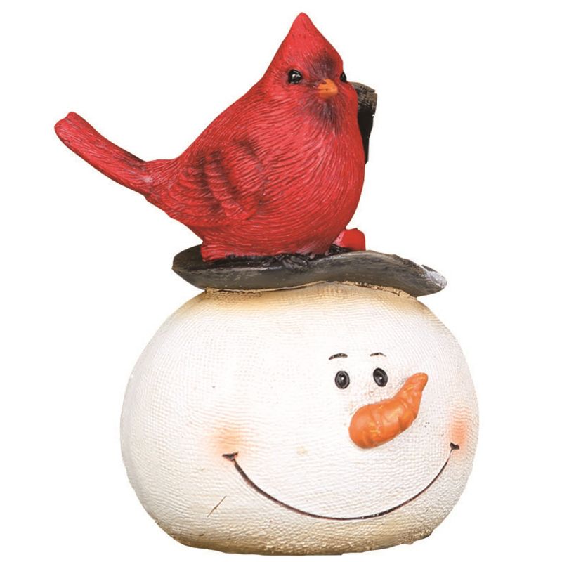 Transpac Christmas Winter Snowman and Cardinal Polyresin Tabletop Figurine Decoration Set of 3, 4.50H inches, 4 of 5