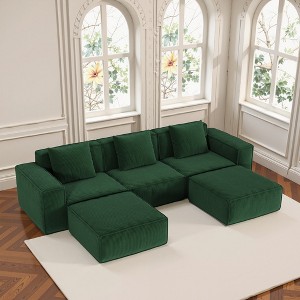 Whisen Modular Sofa Bed - Oversized, Convertible, Soft Corduroy Cloud Velvet Fabric, Two Person Combination - 1 of 4
