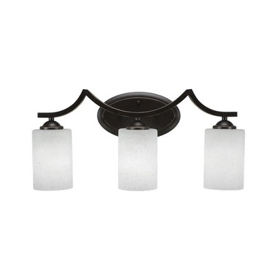 Toltec Lighting Zilo 3 - Light Vanity in  Dark Granite with 4" White Muslin Shade