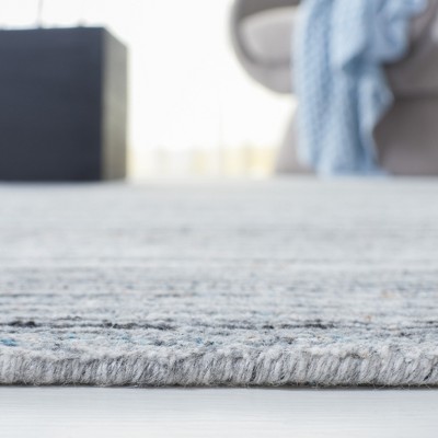 Gray Handmade Square Wool and Viscose Area Rug