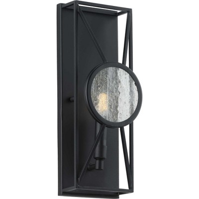 Matte Black Steel Dimmable Wall Sconce with Seeded Glass