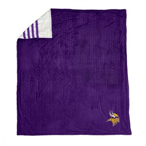 NFL Minnesota Vikings Embossed Logo Faux Shearling Stripe Blanket - 1 of 3