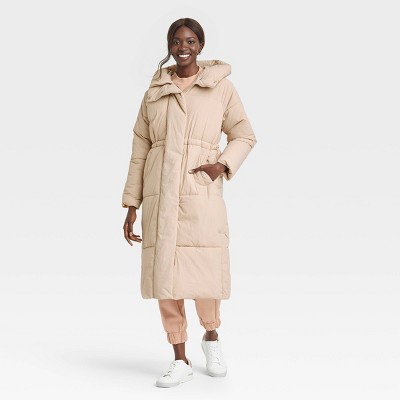 Women's Duvet Matte Puffer Jacket - A New Day™ Tan XS