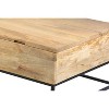 The Urban Port 45" Handcrafted Mango Wood Coffee Table Lift Top Grain Details Natural Brown/Black - 4 of 4