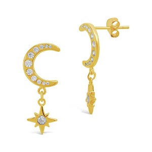 SHINE by Sterling Forever Crescent & Star Drop Studs - 1 of 3