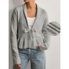Women's Casual Draped Open Front Cropped Cardigan Long Sleeve Sweater Peplum Knit Outwear - 2 of 3