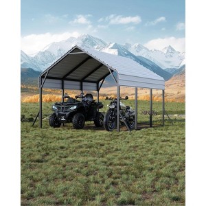 GustoWave 13'x16' Heavy Duty Steel Carport for All Weather Sedans, Bass Boats, Motos, ATVs, and SUVs - 1 of 4