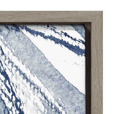 Indigo Abstract Watercolor Canvas Print with Gray Frame, 24x18