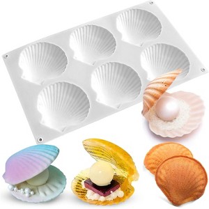 JDICTION Shell Shaped Silicone Molds, Large Seashell Baking Molds for Chocolate, Cake, Fondant, 3D Ocean Epoxy Resin Crafting Projects - 1 of 4