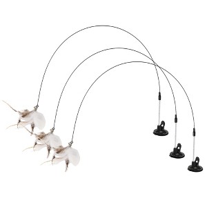 Unique Bargains Cat Teaser with Suction Cup and Bell Fluffy Plume Teasing Sticks - 1 of 4