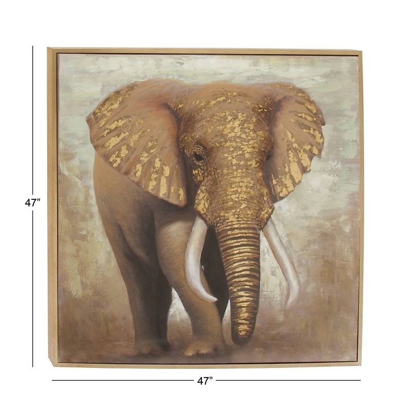 Traditional Canvas Elephant Framed Wall Art with Gold Frame Brown - Olivia &#38; May, 3 of 10