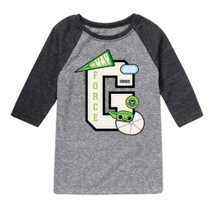 Boys' - The Mandalorian - Grogu Letterman Raglan Graphic T-Shirt - 1 of 4