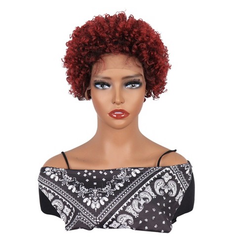 Unique Bargains Short Curly Wigs Lace Front Wigs for Women with Wig Cap 8