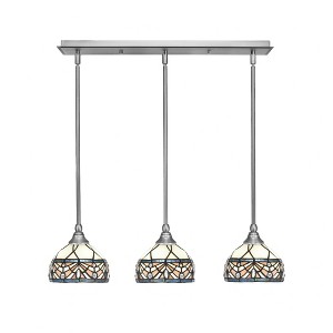 Toltec Lighting Any 3 - Light Chandelier in  Brushed Nickel with 7" Royal Merlot Art Glass Shade - 1 of 1