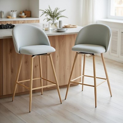 Homy Casa Swivel Counter Stool with Oak Legs, Set of 2