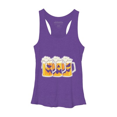 Women's Design By Humans Halloween Jack O Lantern Beer Drinking By RedBirdLS Racerback Tank Top
