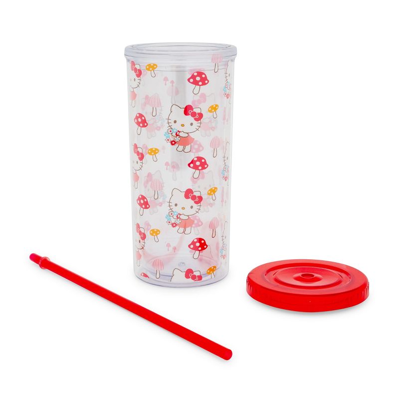 Silver Buffalo Sanrio Hello Kitty Mushrooms Carnival Cup With Lid and Straw | Holds 20 Ounces, 3 of 10