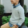 Hope & Henry Boys' Organic Long Sleeve Fine Gauge Cable V-Neck Sweater, Kids - 2 of 4
