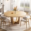 PexFix 59" x 59" Solid Wood Farmhouse Dining Table Round Wood Top with Arched Cross Legs for Modern Dining Rooms & Family Gatherings Natural - 2 of 4