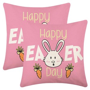 REGALWOVEN Easter Rabbit Pattern Throw Pillow Covers for Sofa Living Room Home Farmhouse Decoration 18 x 18 Inch 2 Pcs - 1 of 4
