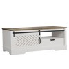 47.2"Farmhouse Sliding Barn Door Coffee Storage Large Rectangular Table,DARK GREY - 4 of 4