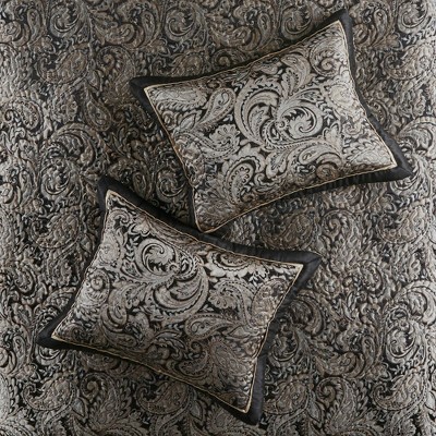 Aubrey Queen Black Cotton Reversible Jacquard Bedspread Set