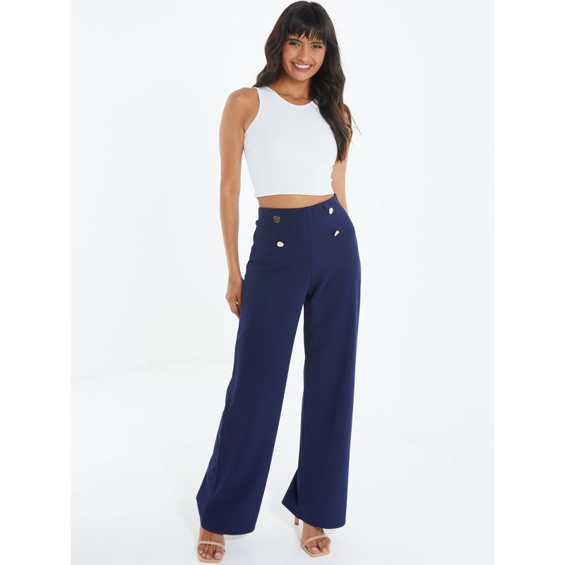 QUIZ Women's 4 Button Palazzo Pant, 1 of 4