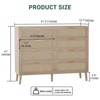 Garvee Natural Rattan Dresser with Golden Handles – Farmhouse Wood Storage Chest with 5 Strong Legs for Living Room, Bedroom & Entryway, Oak - 2 of 4