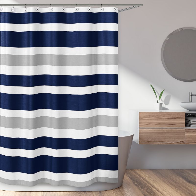 Sweet Jojo Designs Shower Curtain 72in.x72in. Stripe Blue Grey, 3 of 7