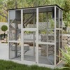 KTMBDW Outdoor Cat Enclosure Large Cat House for Mulitiple Cats Walk in Kitty Cage with Tarp Roof, Gray - 4 of 4