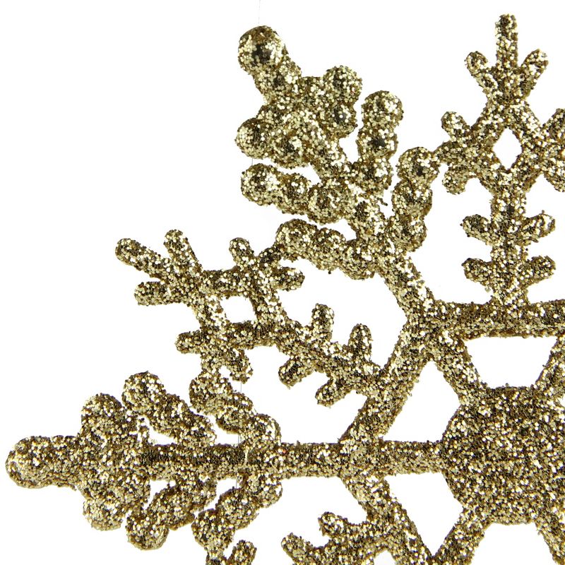 Northlight 24ct Glamour Glitter Snowflake Christmas Ornament Set 4" - Gold, 3 of 5