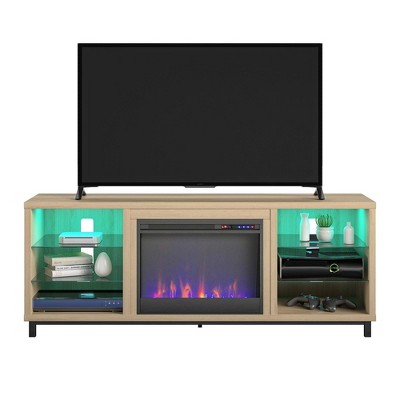 Yorkshire Deluxe Fireplace TV Stand for TVs up to 70" Blonde Oak - Room & Joy