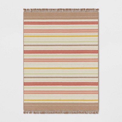7' x 10' Textural Stripe Woven Outdoor Rug Pink - Threshold™