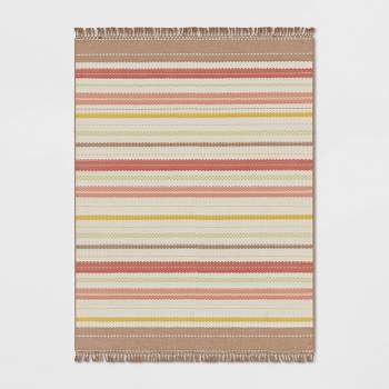 7' x 10' Textural Stripe Woven Outdoor Rug Pink - Threshold™