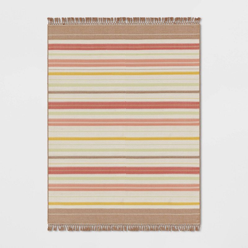 7&#39; x 10&#39; Textural Stripe Woven Outdoor Rug Pink - Threshold&#8482;, 1 of 5