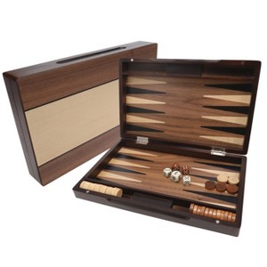 WE Games Backgammon Set with Walnut Stain Wood Case - 12 in. - 1 of 4