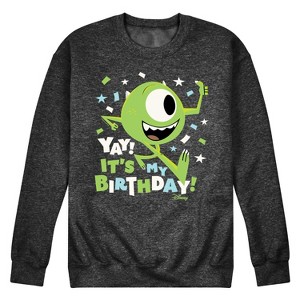 Men's - Disney - Mike Yay It's My Birthday Graphic Fleece Sweatshirt - 1 of 4