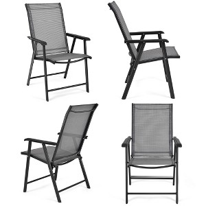 Costway Set of 4 Outdoor Patio Folding Chairs Camping Deck Garden Pool Beach W/Armrest - 1 of 4