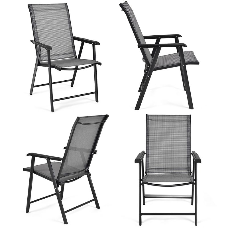 Costway Set of 4 Outdoor Patio Folding Chairs Camping Deck Garden Pool Beach W/Armrest, 1 of 10