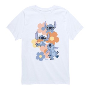 Boys' - Disney - Stitch Pop Flowers Short Sleeve Graphic T-Shirt - 1 of 4