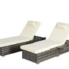 Outdoor Patio Lounge Set, Tanning Lounges with Adjustable Backrest and Cushions, Patio Pool Chairs Tanning Lounges with Storage-Coolbibila - 4 of 4
