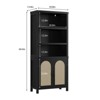 Rustic 3-Shelf Bookshelf with Doors, Wooden Bookcase with Cabinets, 70" Tall Floor-Standing Display Storage Shelves for Bedroom, Living Room - 2 of 4