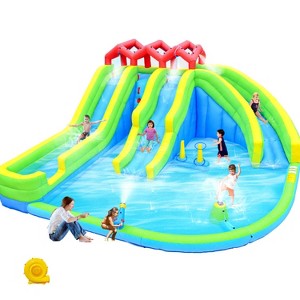 Belatt Inflatable Water Park Slide & Bouncer Backyard Pool Playset & Climbing Wall + Water Guns + Blower Summer Outdoor Fun for Kids – Oxford Fabric - 1 of 4